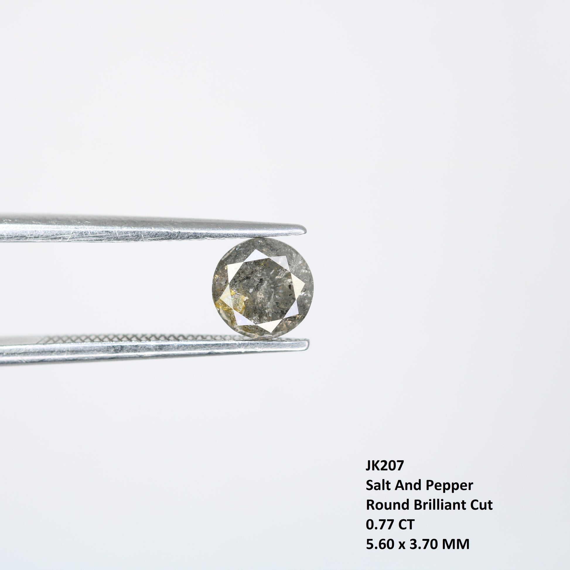 0.77 CT Round Brilliant Cut Salt and Pepper Diamond For Engagement Ring - JayKrishna Diamond