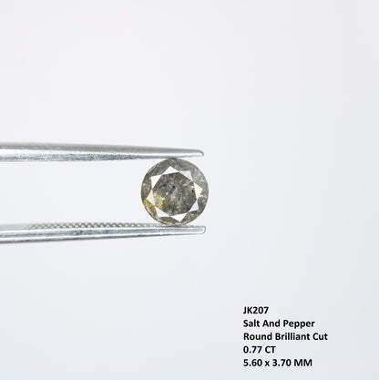0.77 CT Round Brilliant Cut Salt and Pepper Diamond For Engagement Ring - JayKrishna Diamond