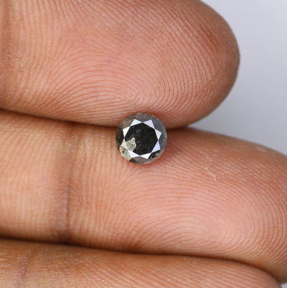 0.76 CT Salt and Pepper Round Brilliant Cut Diamond For Engagement Ring - JayKrishna Diamond