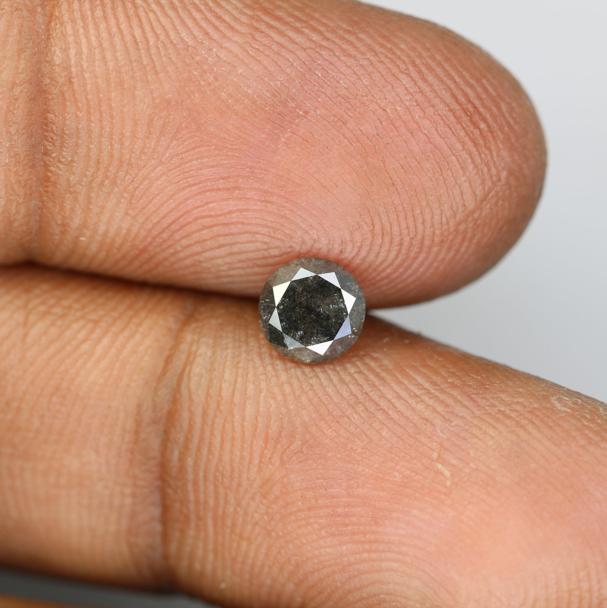 0.70 CT Salt and Pepper Round Brilliant Cut Diamond For Engagement Ring - JayKrishna Diamond