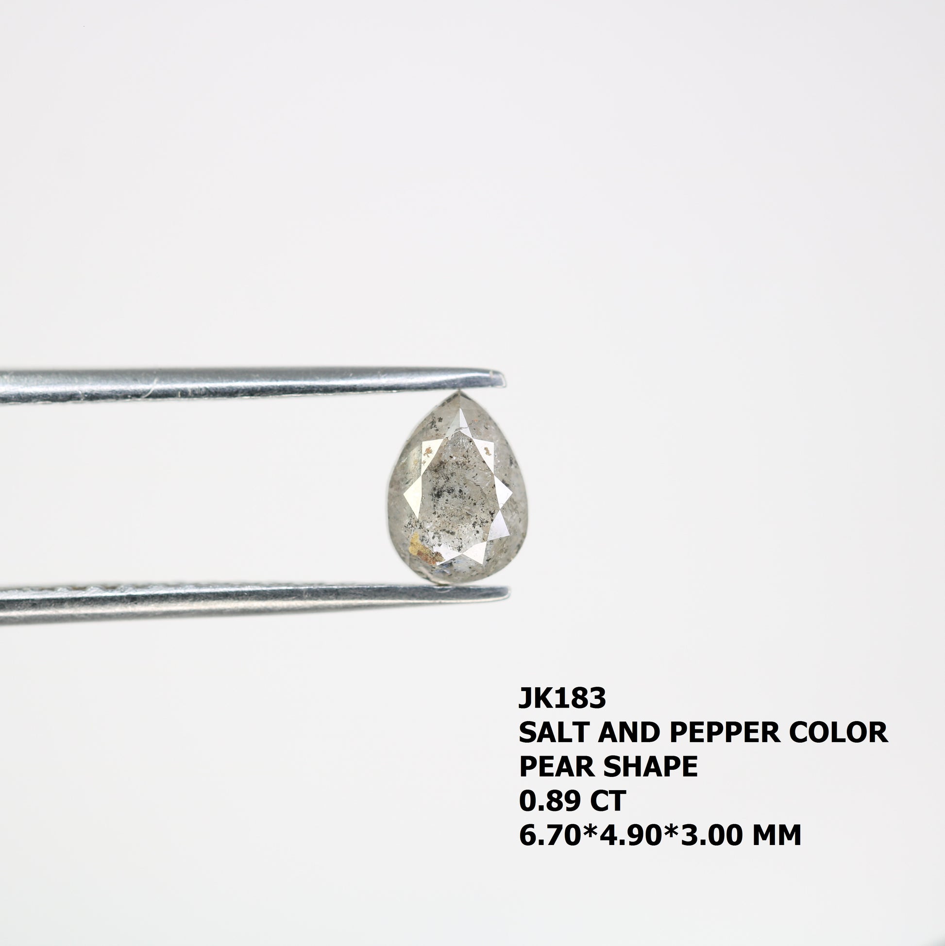 0.89 CT Pear Cut Salt And Pepper Diamond For Engagement Ring - JayKrishna Diamond