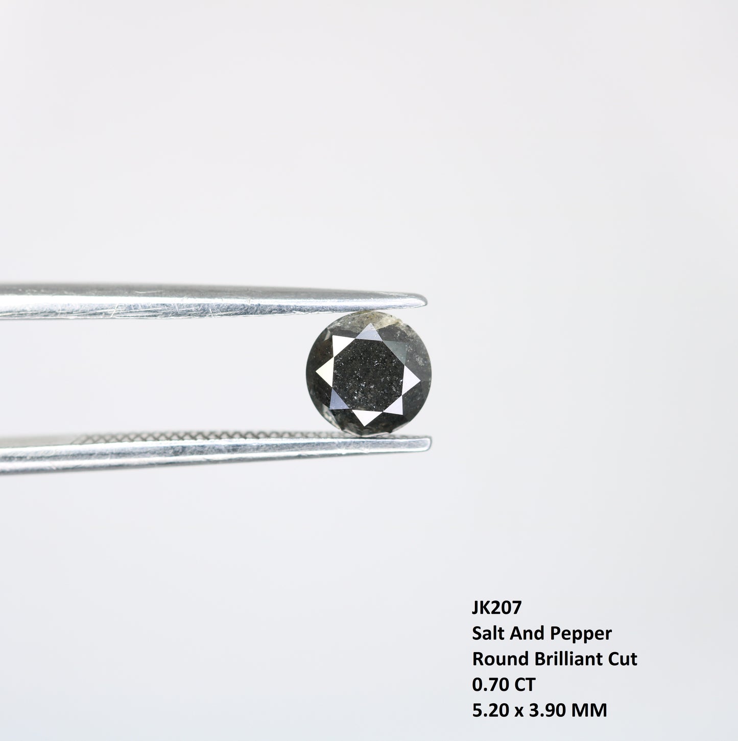 0.70 CT Round Brilliant Cut Salt and Pepper Diamond For Engagement Ring - JayKrishna Diamond