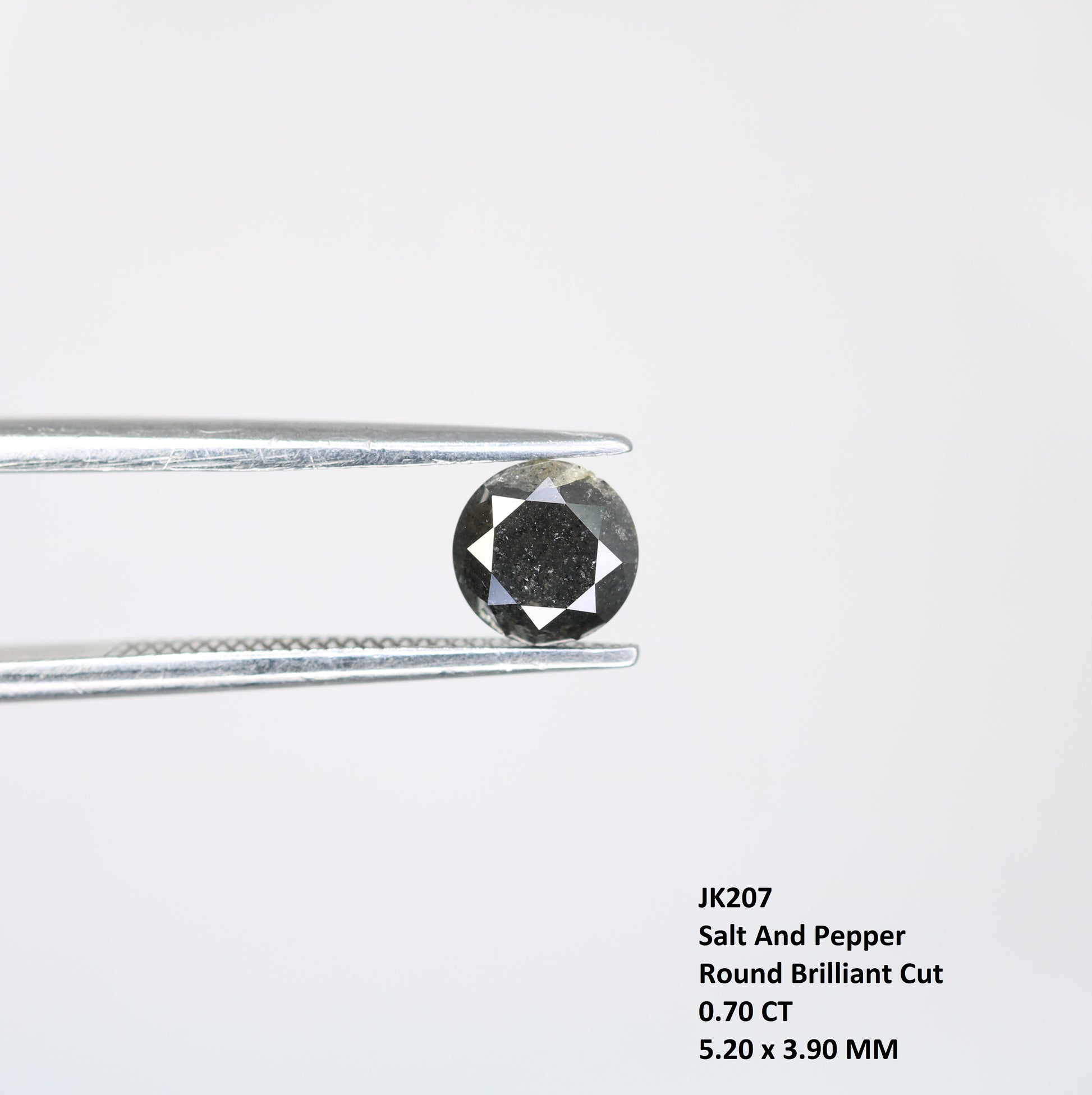 0.70 CT Round Brilliant Cut Salt and Pepper Diamond For Engagement Ring - JayKrishna Diamond