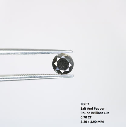 0.70 CT Round Brilliant Cut Salt and Pepper Diamond For Engagement Ring - JayKrishna Diamond