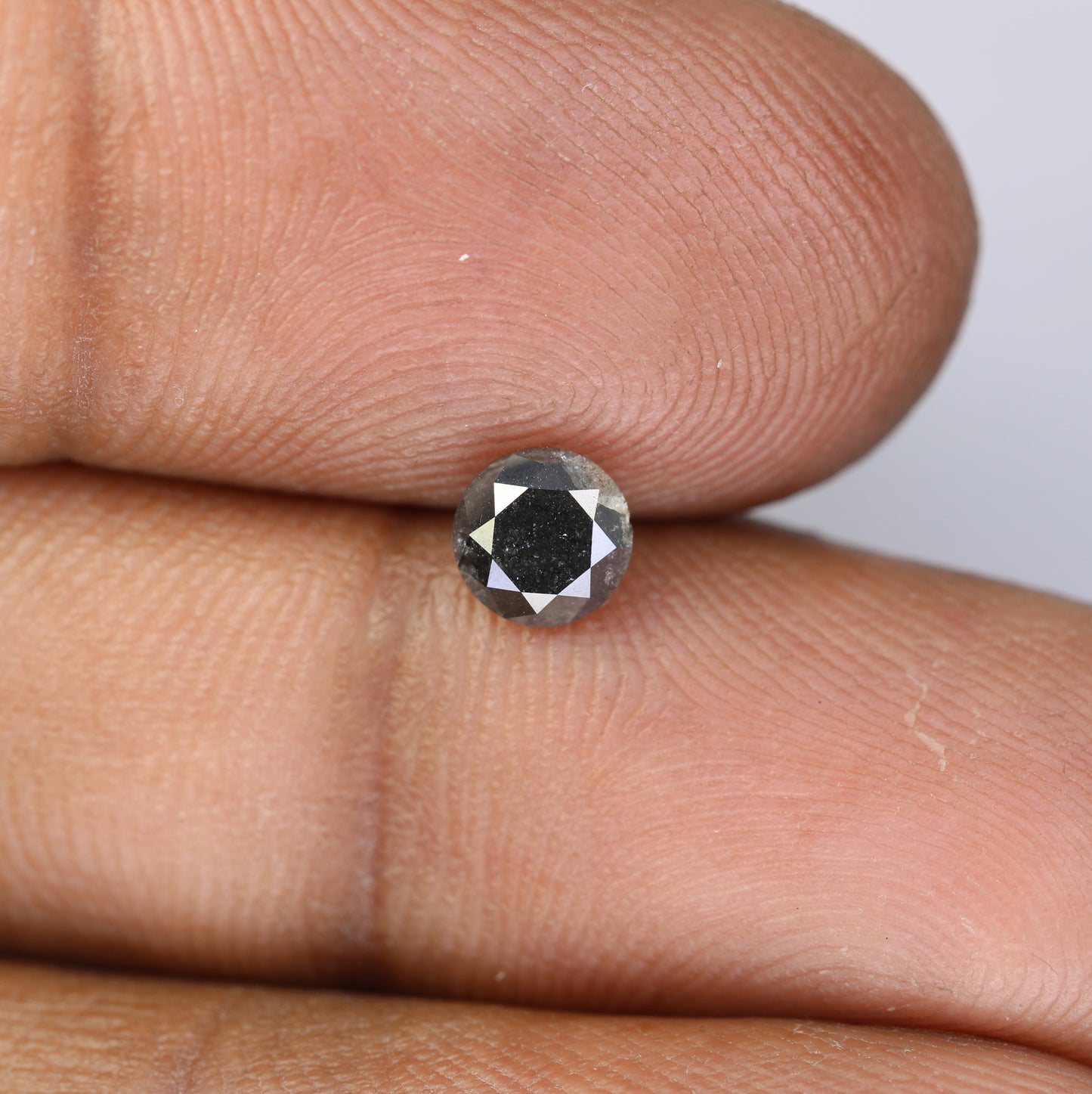 0.70 CT Round Brilliant Cut Salt and Pepper Diamond For Engagement Ring - JayKrishna Diamond
