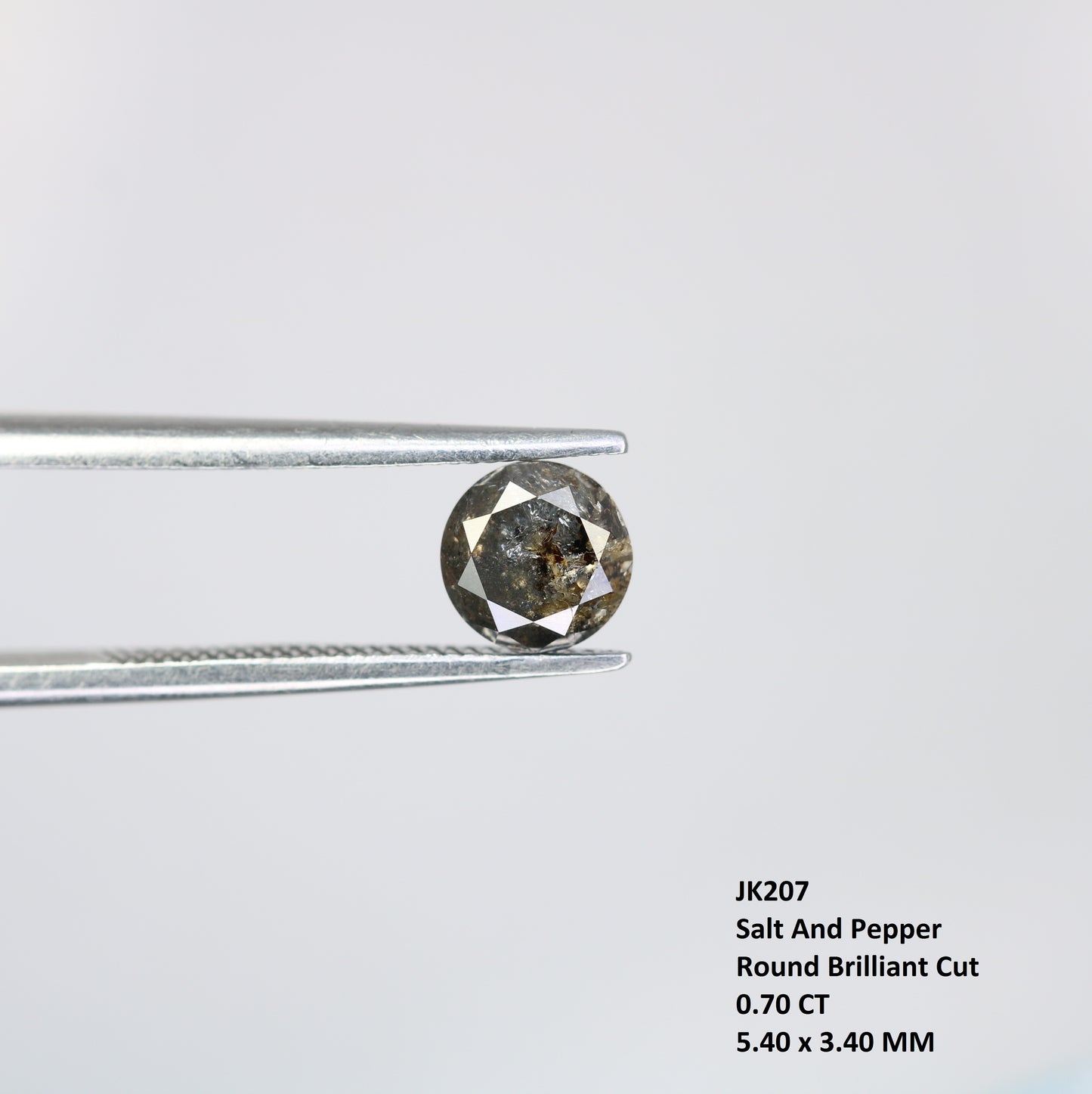 0.70 CT Round Brilliant Cut Salt and Pepper Diamond For Engagement Ring - JayKrishna Diamond