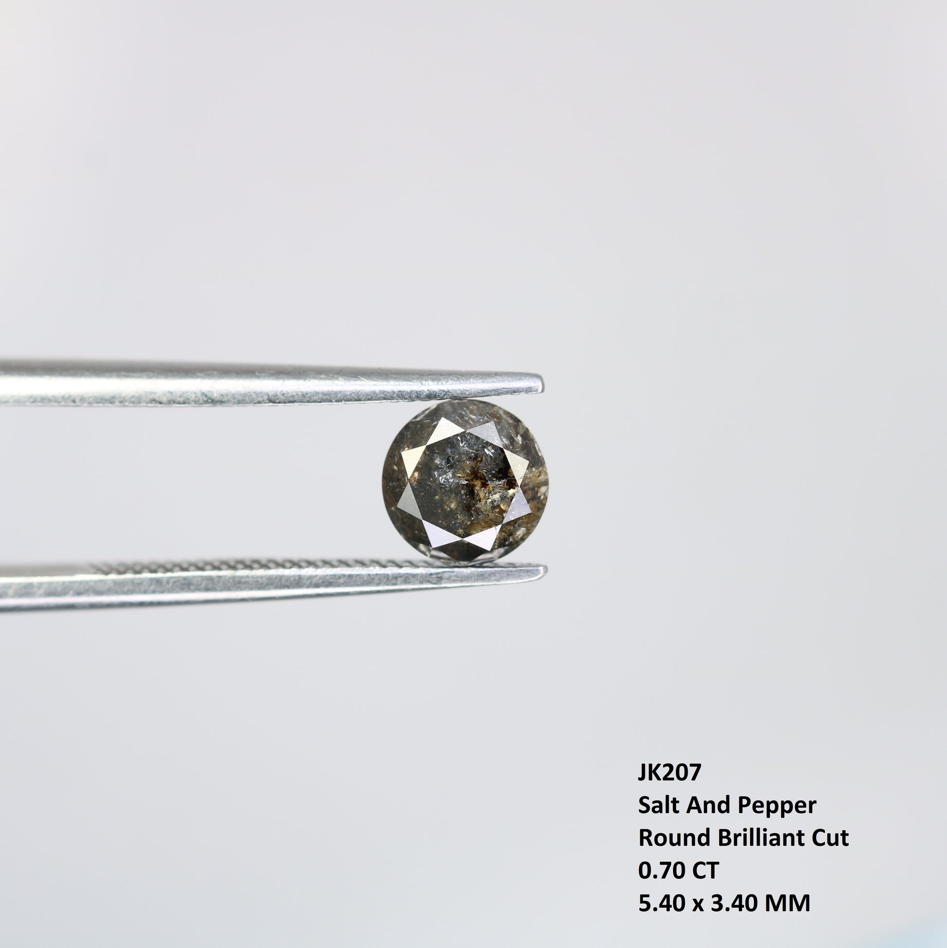 0.70 CT Round Brilliant Cut Salt and Pepper Diamond For Engagement Ring - JayKrishna Diamond