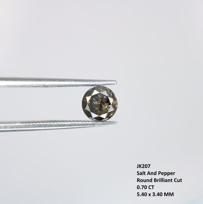 0.70 CT Round Brilliant Cut Salt and Pepper Diamond For Engagement Ring - JayKrishna Diamond