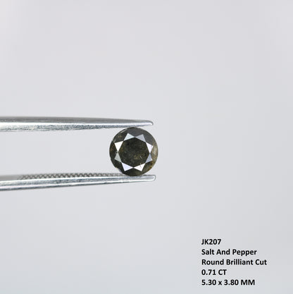0.71 CT Salt and Pepper Round Brilliant Cut Diamond For Engagement Ring - JayKrishna Diamond
