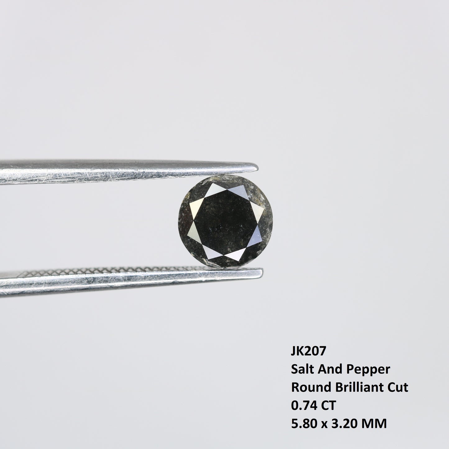 0.74 CT Salt and Pepper Round Brilliant Cut Diamond For Engagement Ring - JayKrishna Diamond