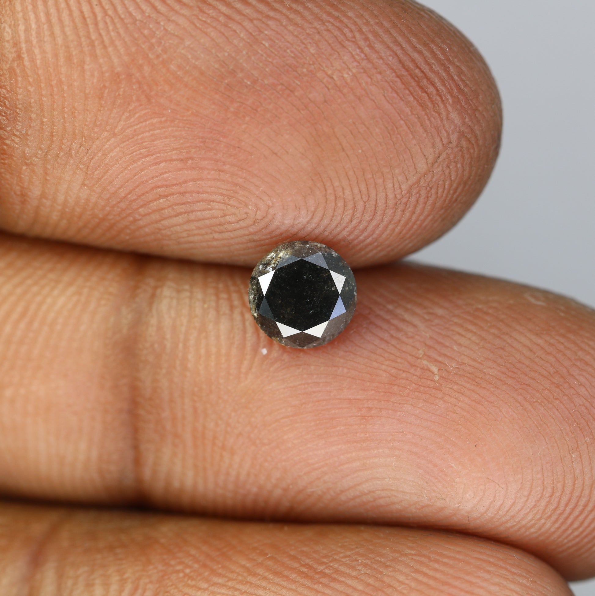 0.74 CT Salt and Pepper Round Brilliant Cut Diamond For Engagement Ring - JayKrishna Diamond
