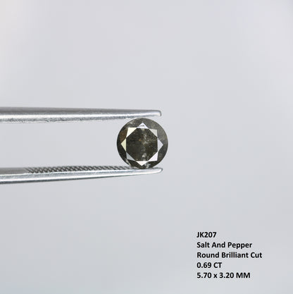 0.69 CT Round Brilliant Cut Salt and Pepper Diamond For Engagement Ring - JayKrishna Diamond