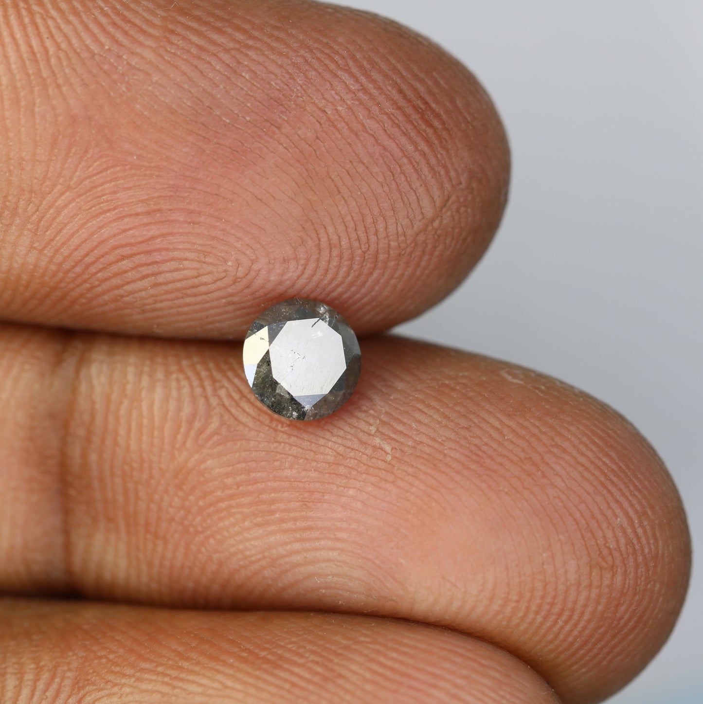 0.69 CT Round Brilliant Cut Salt and Pepper Diamond For Engagement Ring - JayKrishna Diamond