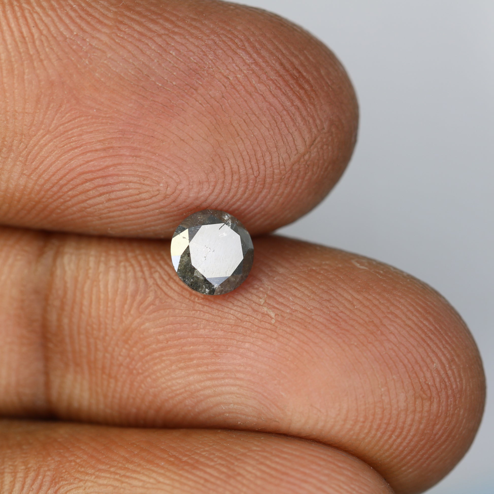 0.69 CT Round Brilliant Cut Salt and Pepper Diamond For Engagement Ring - JayKrishna Diamond