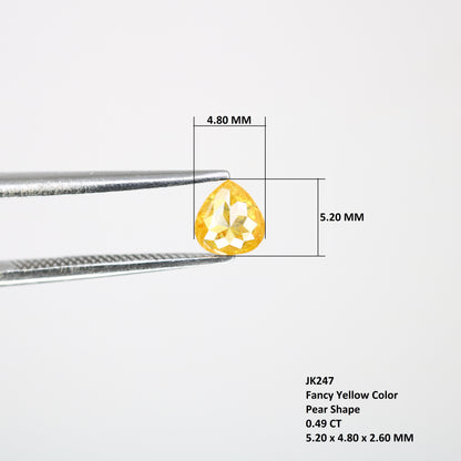 0.49 CT 5.20 MM Fancy Yellow Pear Shape Diamond For Engagement Ring - JayKrishna Diamond