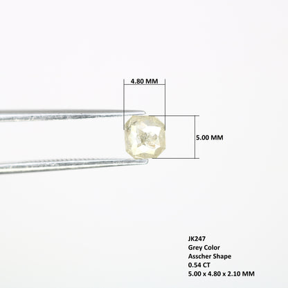 0.54 CT Polished Asscher Shape 5.00 MM Loose Grey Diamond For Proposal Ring - JayKrishna Diamond
