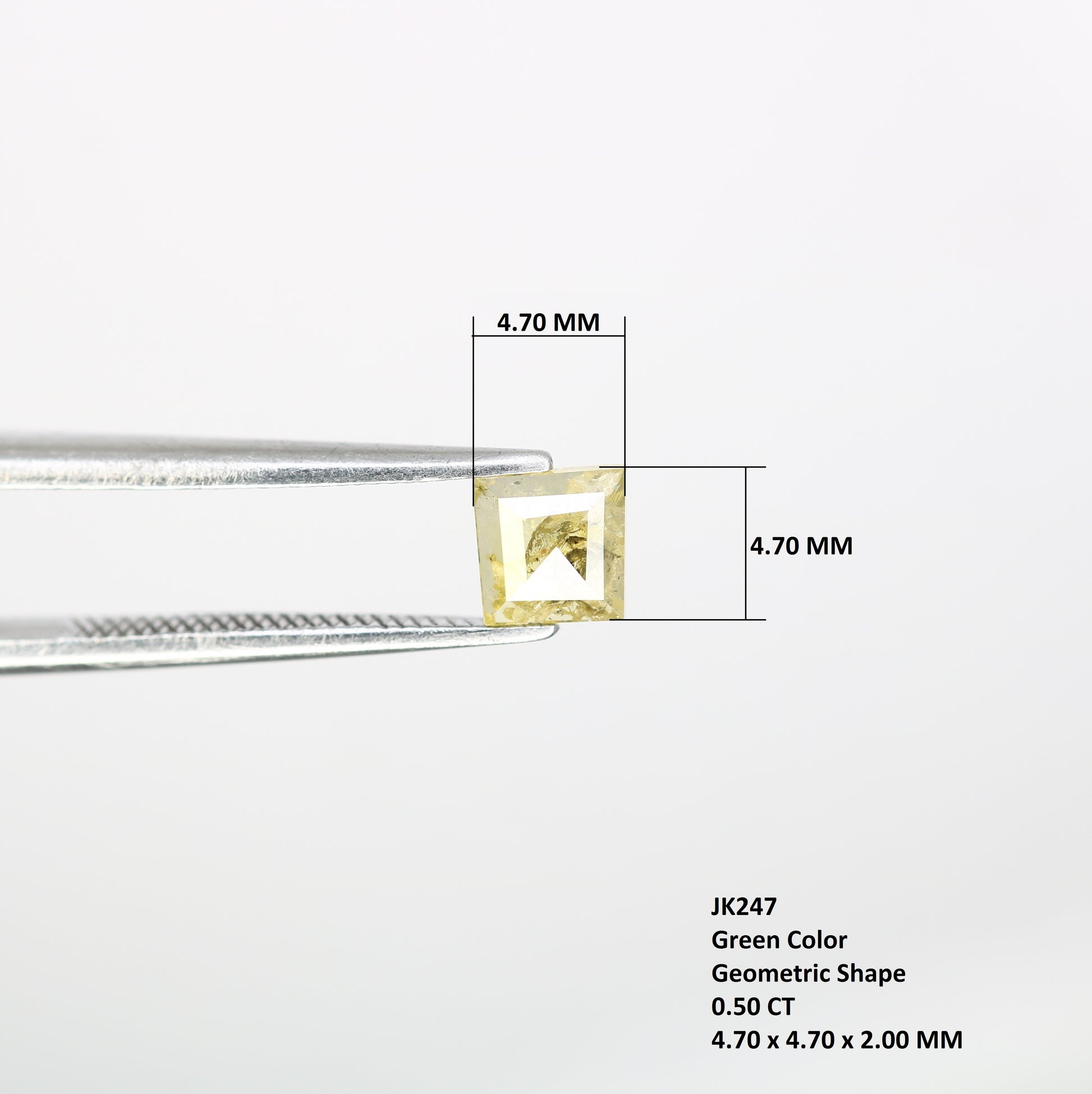 0.50 CT 4.70 MM Fancy Green Geometric Shape Loose Diamond For Engagement Ring - JayKrishna Diamond