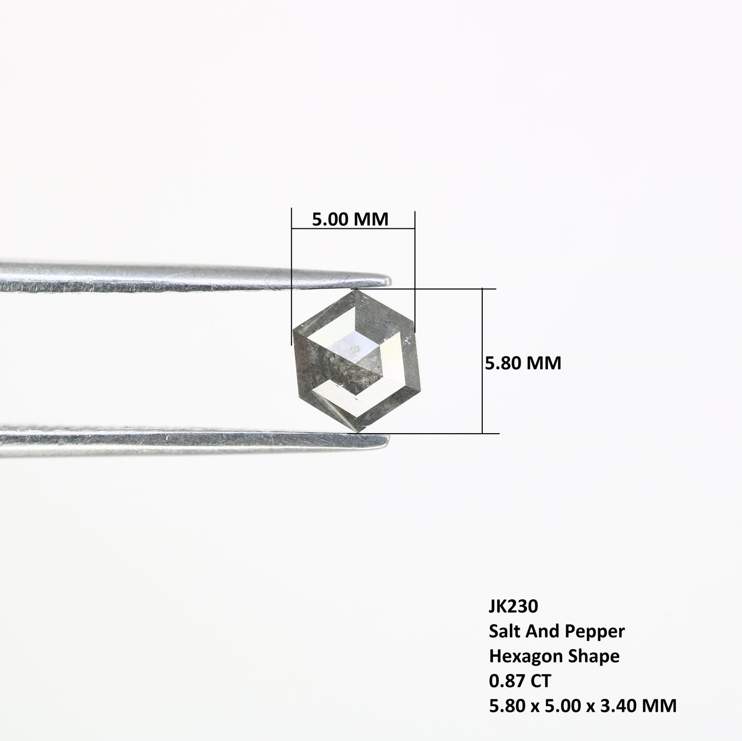 0.87 CT Hexagon Shape Salt And Pepper Diamond For Engagement Ring - JayKrishna Diamond