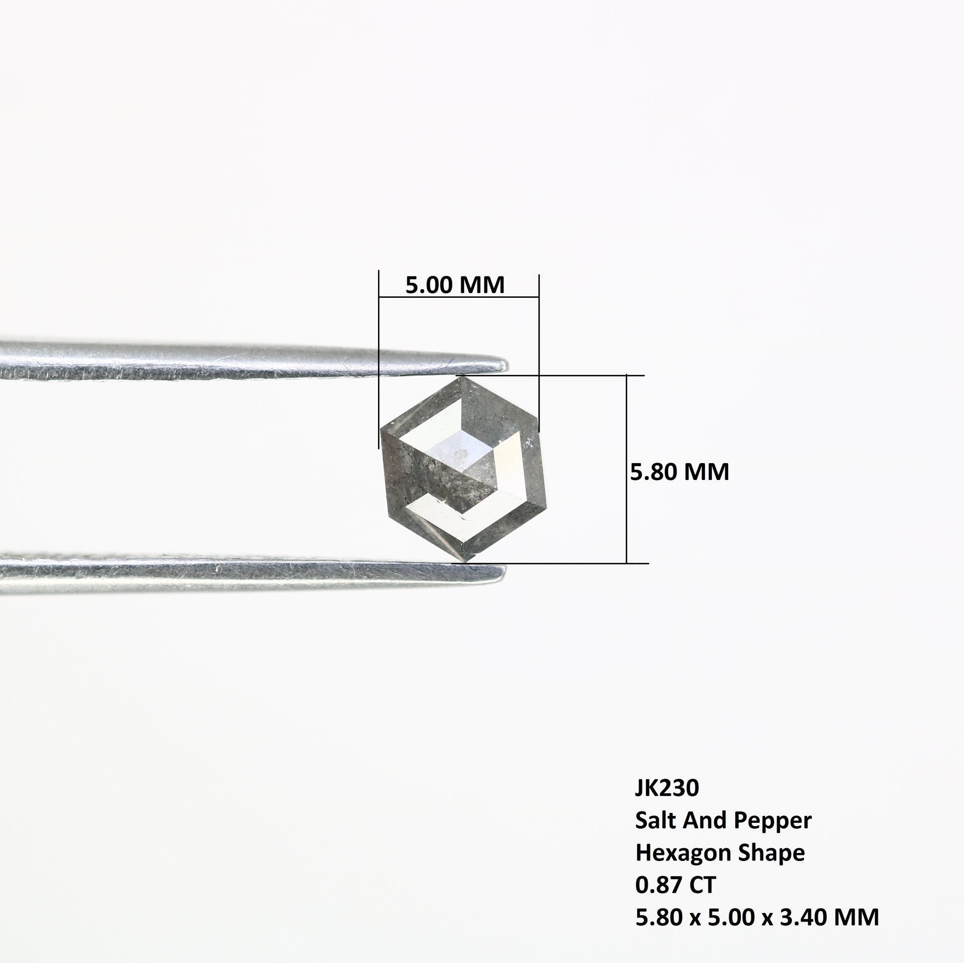 0.87 CT Hexagon Shape Salt And Pepper Diamond For Engagement Ring - JayKrishna Diamond