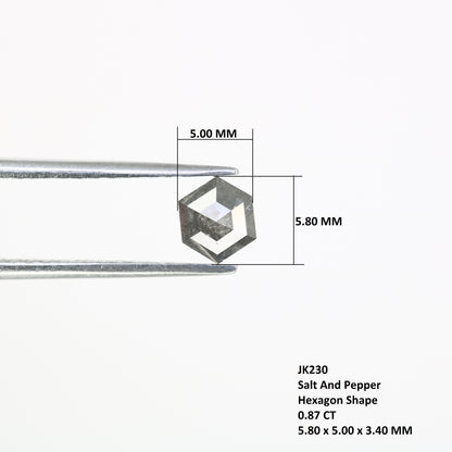 0.87 CT Hexagon Shape Salt And Pepper Diamond For Engagement Ring - JayKrishna Diamond