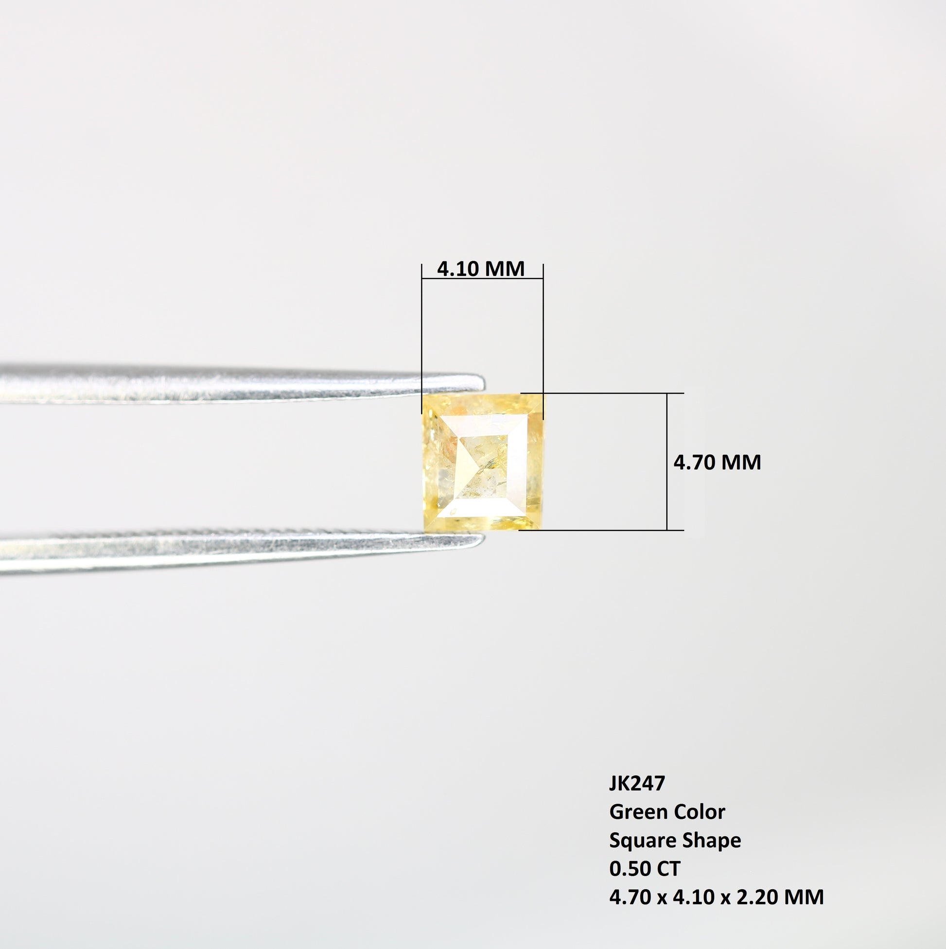 0.50 CT 4.7 x 4.1 MM Fancy Green Loose Square Shaped Rustic Diamond For Wedding Ring - JayKrishna Diamond