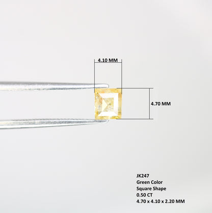 0.50 CT 4.7 x 4.1 MM Fancy Green Loose Square Shaped Rustic Diamond For Wedding Ring - JayKrishna Diamond