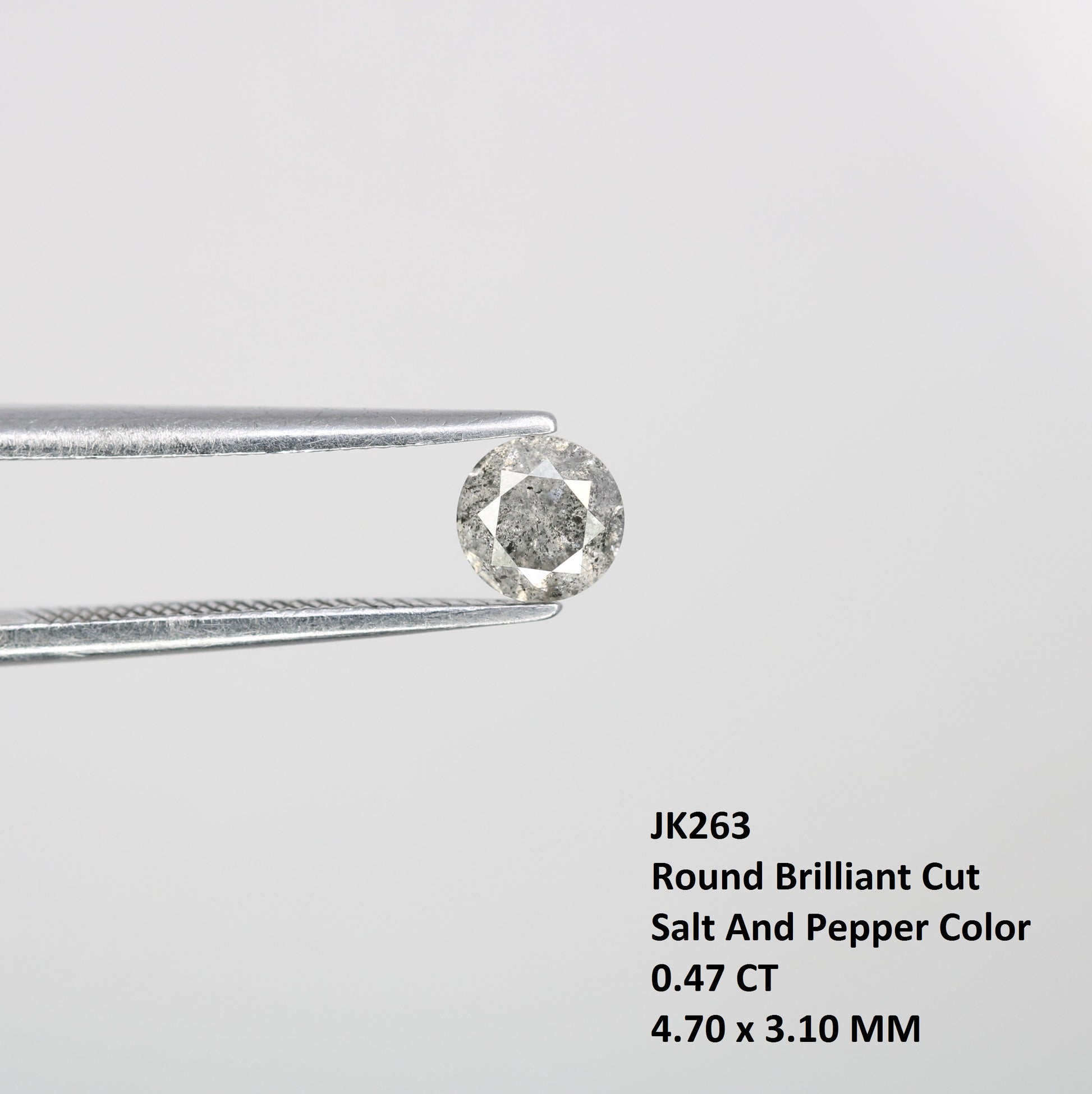 0.47 CT Round Brilliant Cut Salt And Pepper Loose Diamond For Engagement Ring - JayKrishna Diamond