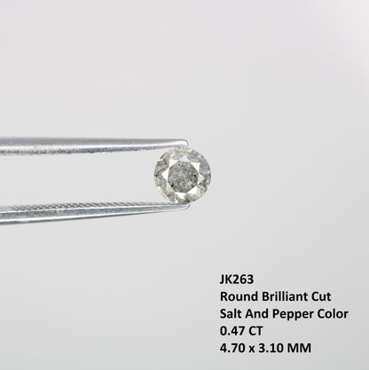 0.47 CT Round Brilliant Cut Salt And Pepper Loose Diamond For Engagement Ring - JayKrishna Diamond