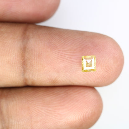 0.50 CT 4.7 x 4.1 MM Fancy Green Loose Square Shaped Rustic Diamond For Wedding Ring - JayKrishna Diamond
