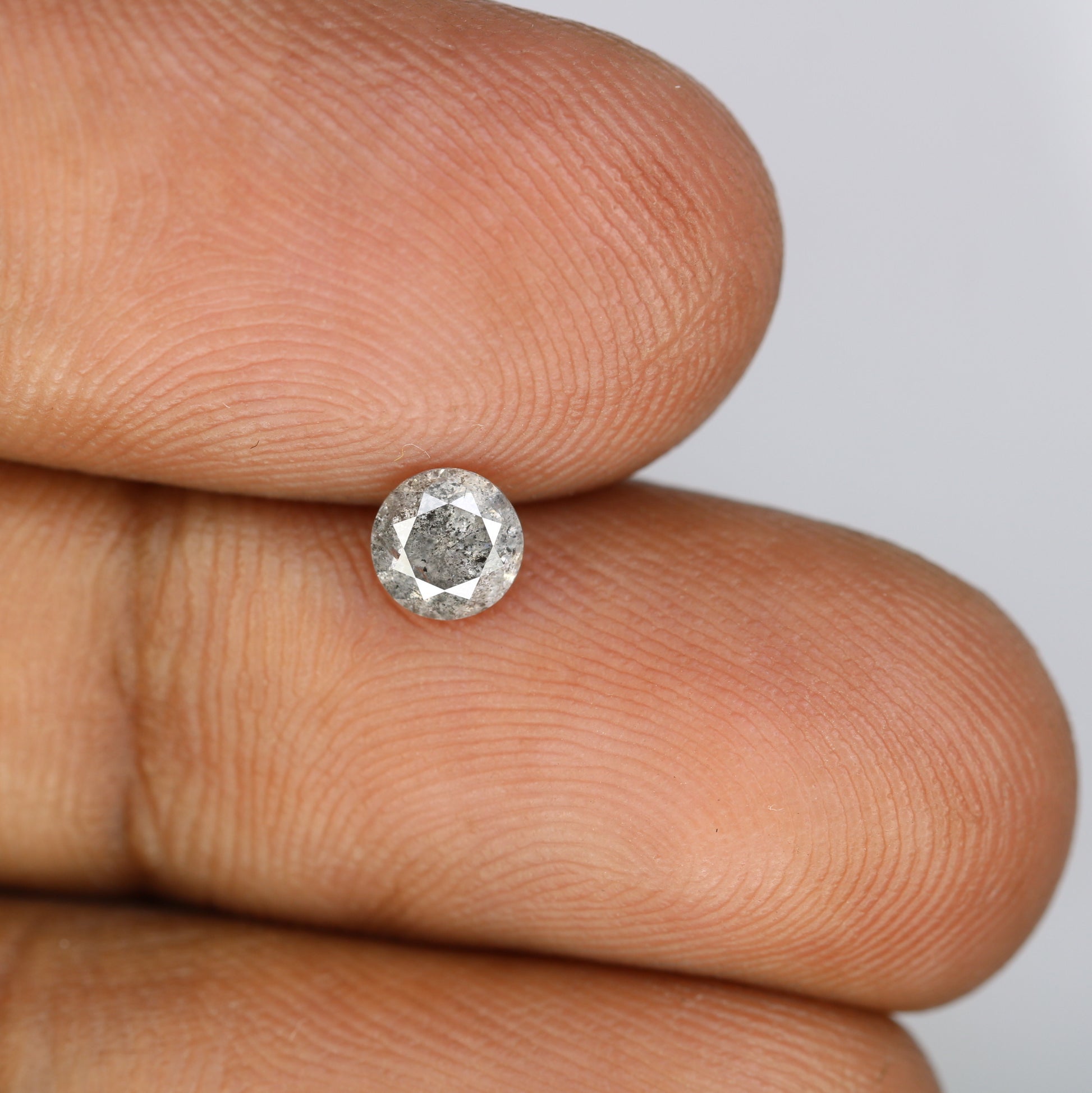 0.47 CT Round Brilliant Cut Salt And Pepper Loose Diamond For Engagement Ring - JayKrishna Diamond