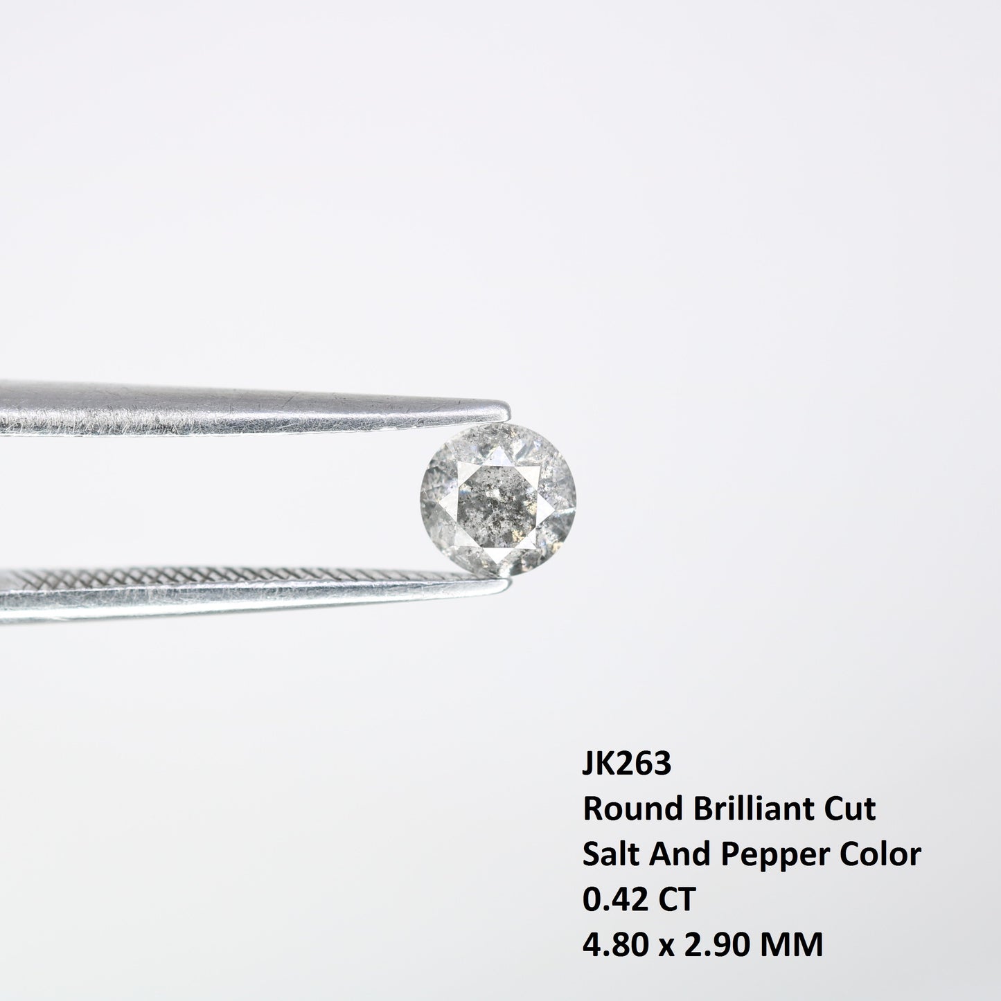 0.42 CT Salt and Pepper Round Brilliant Cut Diamond for Engagement Ring and Unique Bridal Jewelry - JayKrishna Diamond