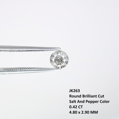 0.42 CT Salt and Pepper Round Brilliant Cut Diamond for Engagement Ring and Unique Bridal Jewelry - JayKrishna Diamond