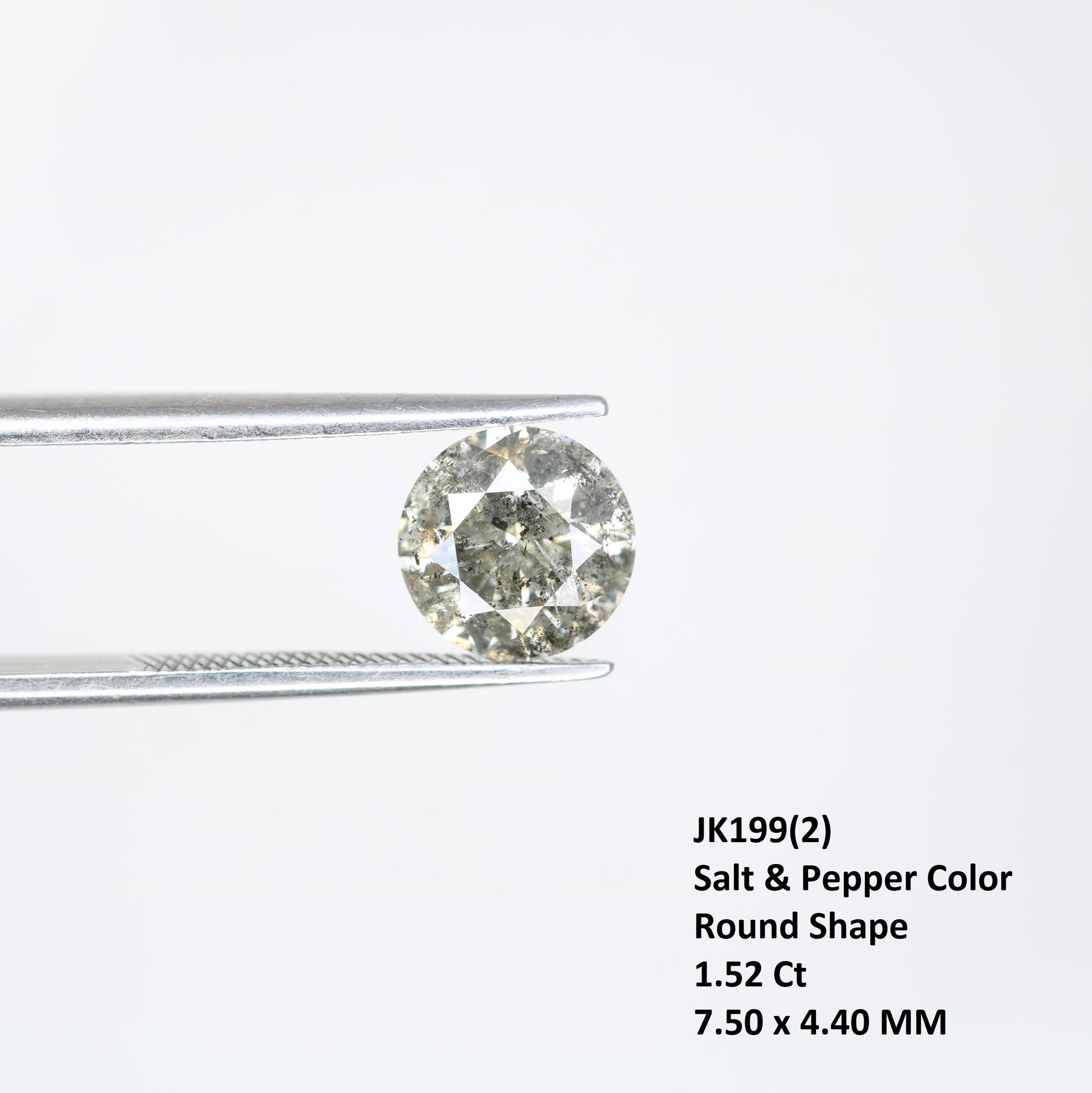 1.52 Carat Natural Loose Salt And Pepper Round Brilliant Cut Diamond - JayKrishna Diamond