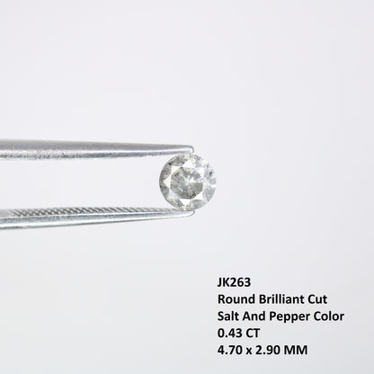 0.43 CT Natural Salt and Pepper 4.70 x 2.90 MM Round Brilliant Cut Diamond for Engagement Ring and Artisan Jewelry Design - JayKrishna Diamond