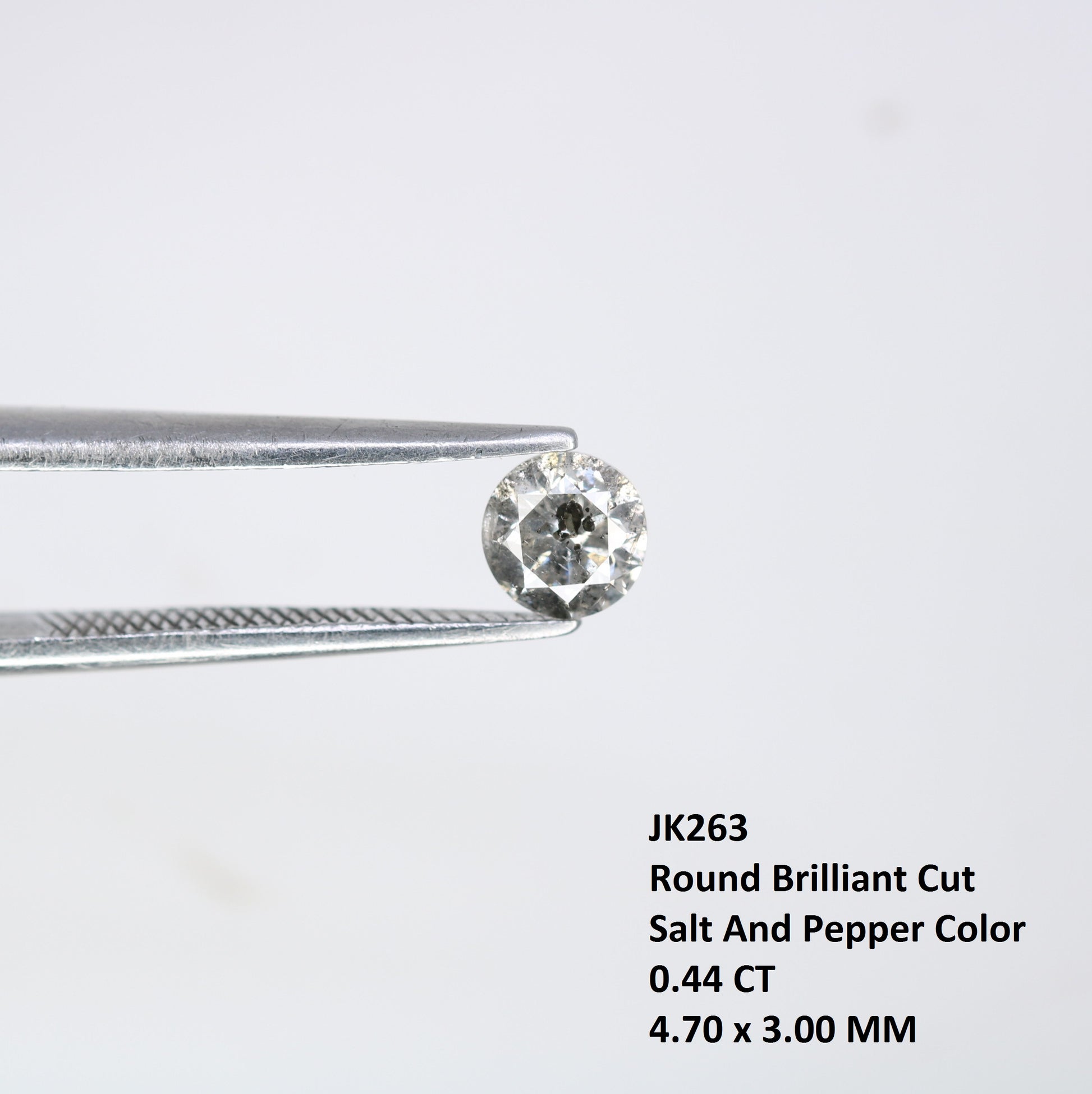 0.44 CT Salt and Pepper Round Brilliant Cut Diamond for Engagement Ring and Custom Artisan Jewelry Design - JayKrishna Diamond