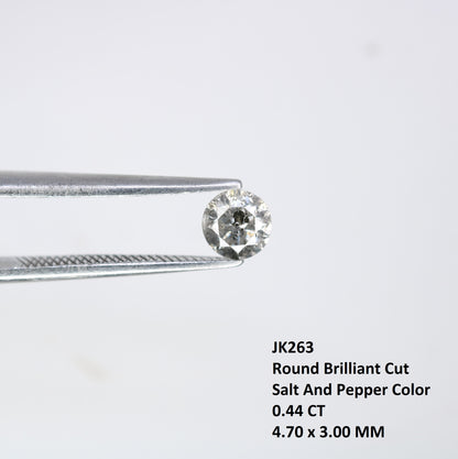 0.44 CT Salt and Pepper Round Brilliant Cut Diamond for Engagement Ring and Custom Artisan Jewelry Design - JayKrishna Diamond