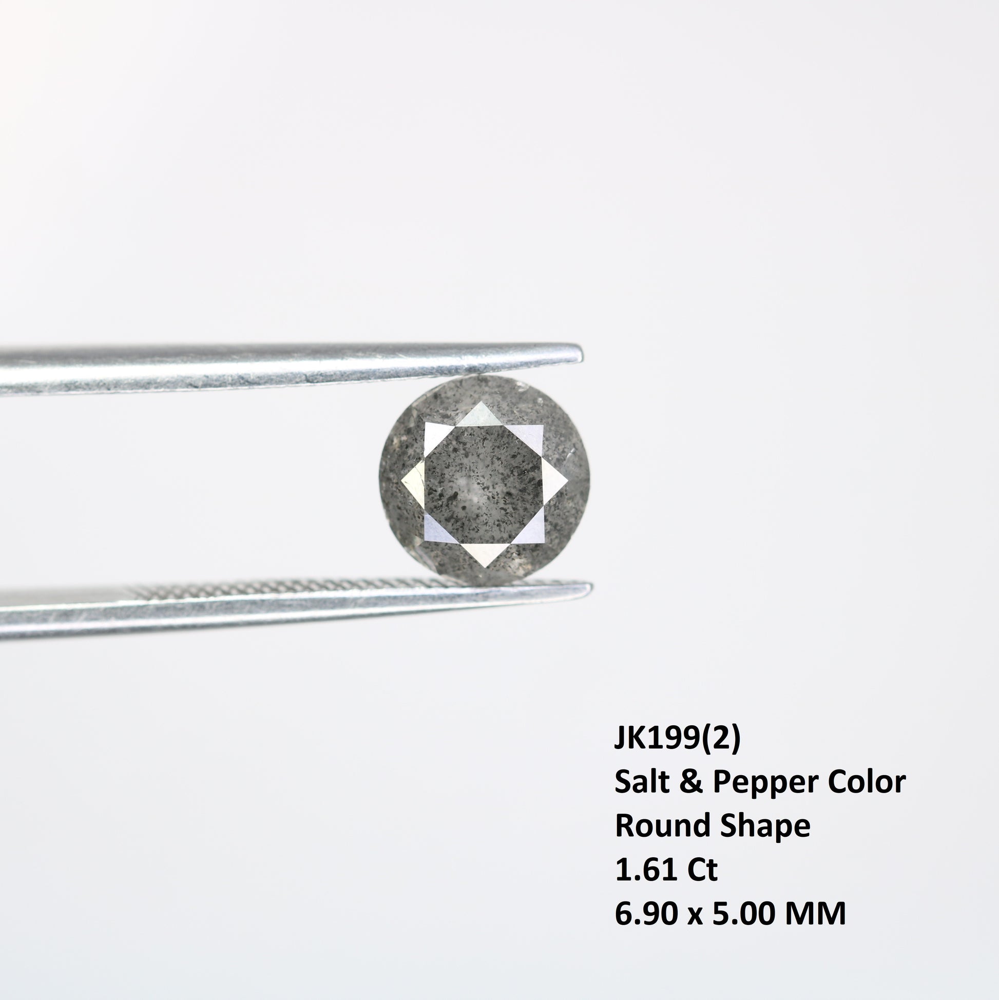 1.61 CT Salt And Pepper Round Brilliant Cut Diamond For Wedding Ring - JayKrishna Diamond