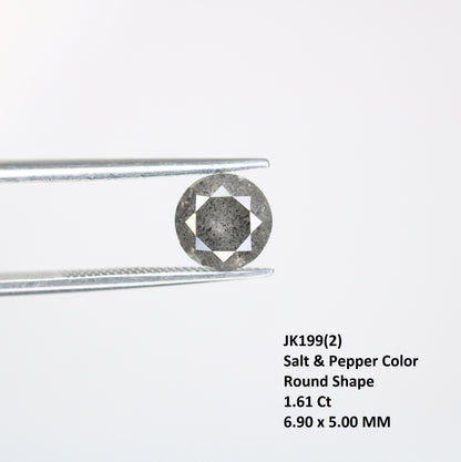 1.61 CT Salt And Pepper Round Brilliant Cut Diamond For Wedding Ring - JayKrishna Diamond
