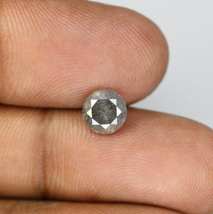 1.61 CT Salt And Pepper Round Brilliant Cut Diamond For Wedding Ring - JayKrishna Diamond