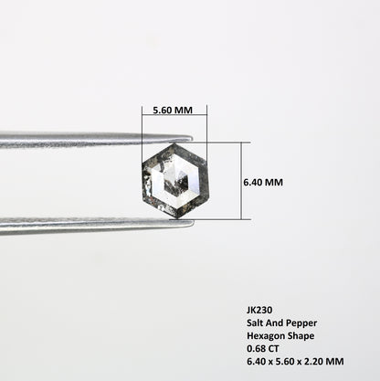 0.68 CT Hexagon Shape Salt And Pepper Diamond For Engagement Ring - JayKrishna Diamond