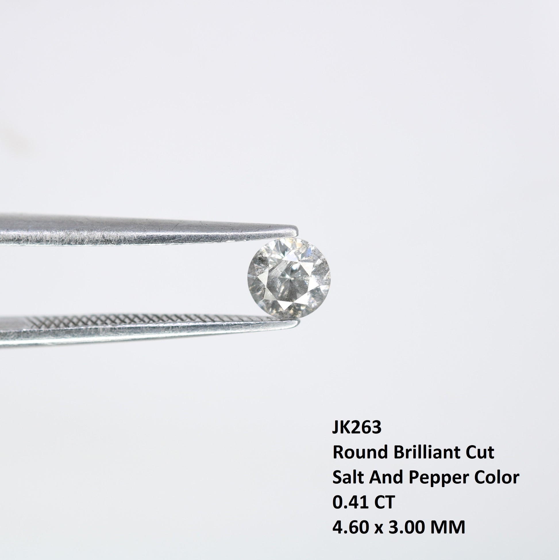 0.41 CT Salt and Pepper Round Brilliant Cut Loose Diamond for Engagement Ring and Fine Jewelry - JayKrishna Diamond