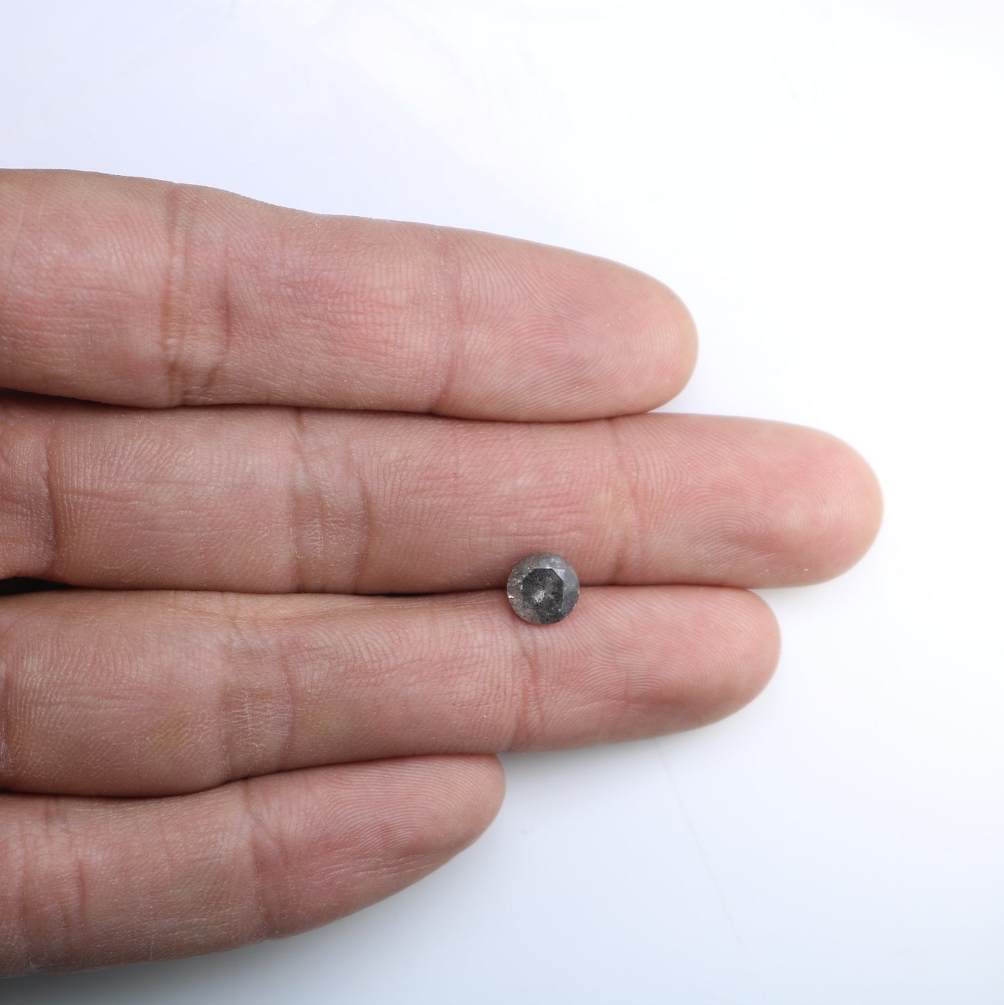 1.61 CT Salt And Pepper Round Brilliant Cut Diamond For Wedding Ring - JayKrishna Diamond