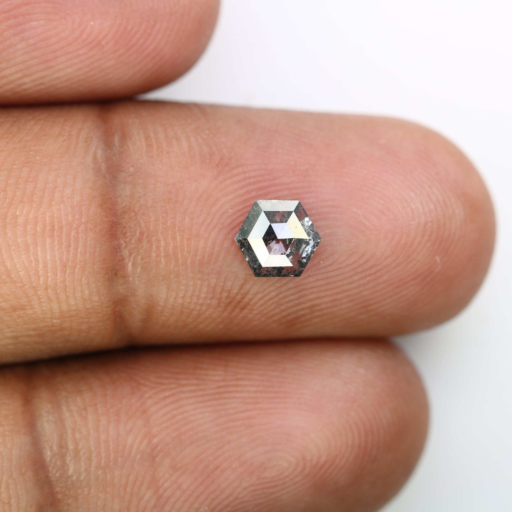 0.68 CT Hexagon Shape Salt And Pepper Diamond For Engagement Ring - JayKrishna Diamond