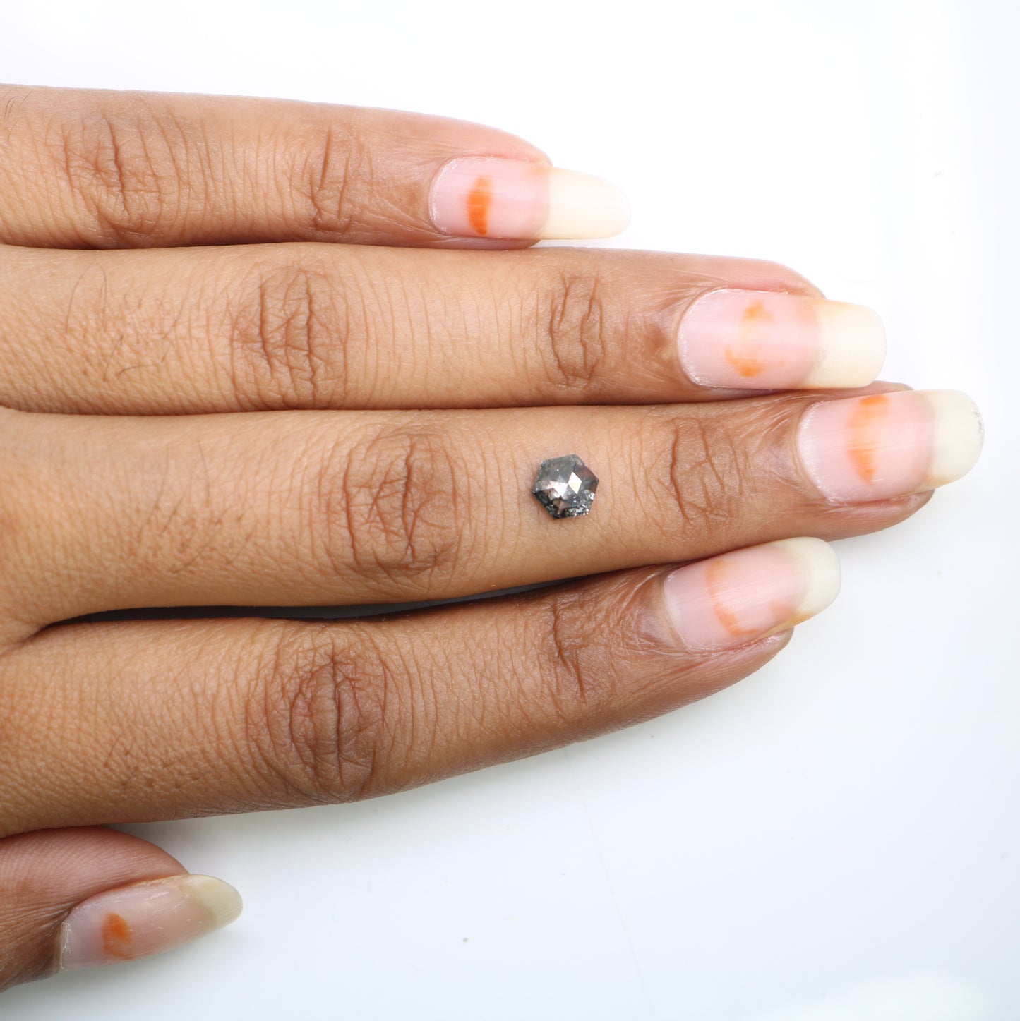 0.68 CT Hexagon Shape Salt And Pepper Diamond For Engagement Ring - JayKrishna Diamond