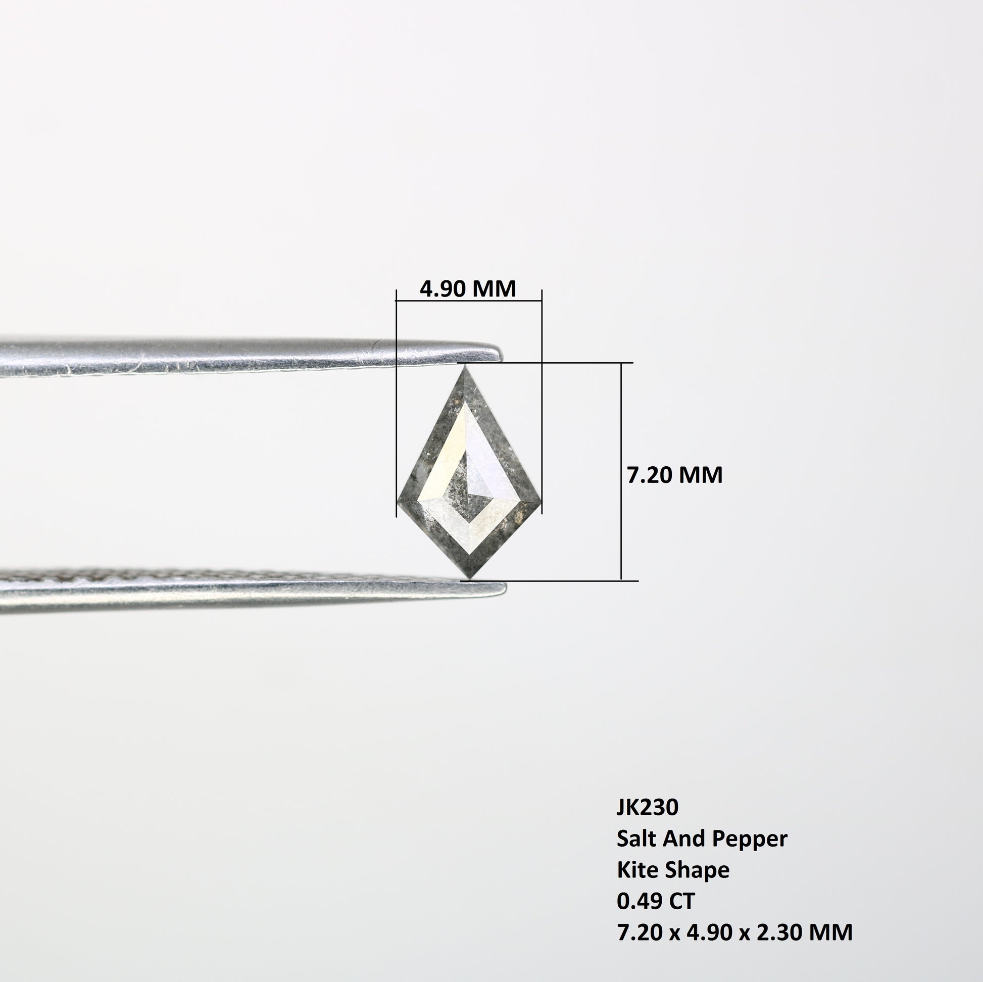 0.49 CT Salt And Pepper Kite Cut Loose Diamond For Engagement Ring - JayKrishna Diamond