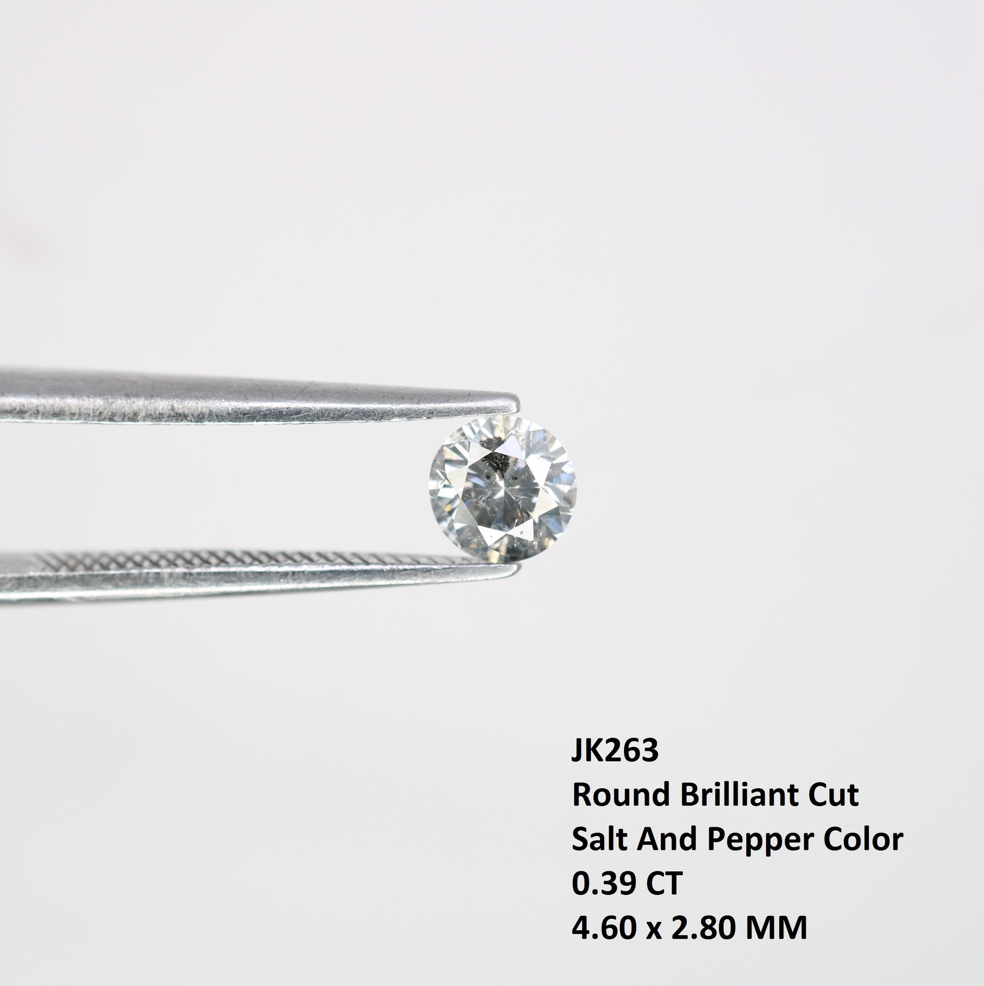 0.39 CT Salt and Pepper Round Brilliant Cut 4.60 x 2.80 MM Diamond for Custom Engagement Rings, Unique Fine Jewelry & Ethical Bridal Jewelry - JayKrishna Diamond