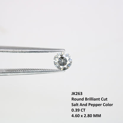 0.39 CT Salt and Pepper Round Brilliant Cut 4.60 x 2.80 MM Diamond for Custom Engagement Rings, Unique Fine Jewelry & Ethical Bridal Jewelry - JayKrishna Diamond