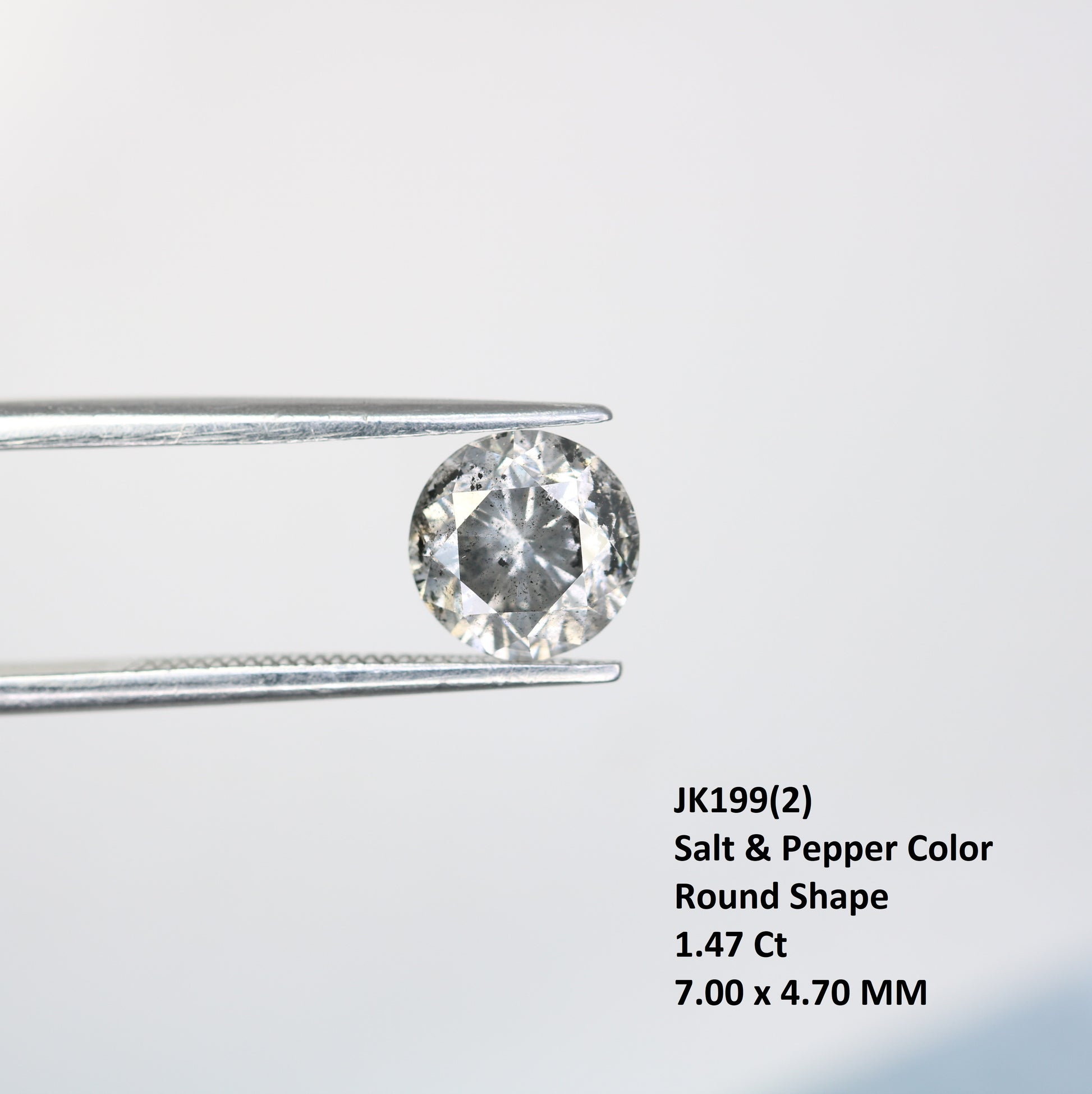 Loose Salt And Pepper Diamond 1.47 Carat Round Brilliant Cut Diamond - JayKrishna Diamond