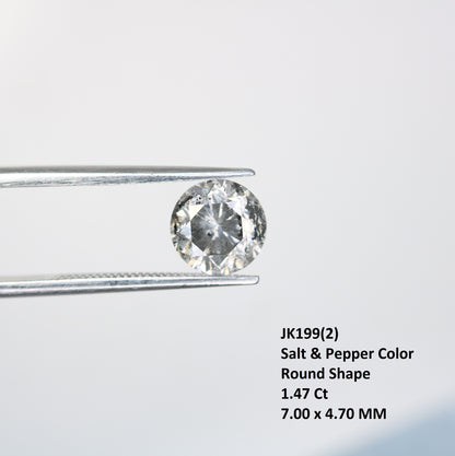Loose Salt And Pepper Diamond 1.47 Carat Round Brilliant Cut Diamond - JayKrishna Diamond