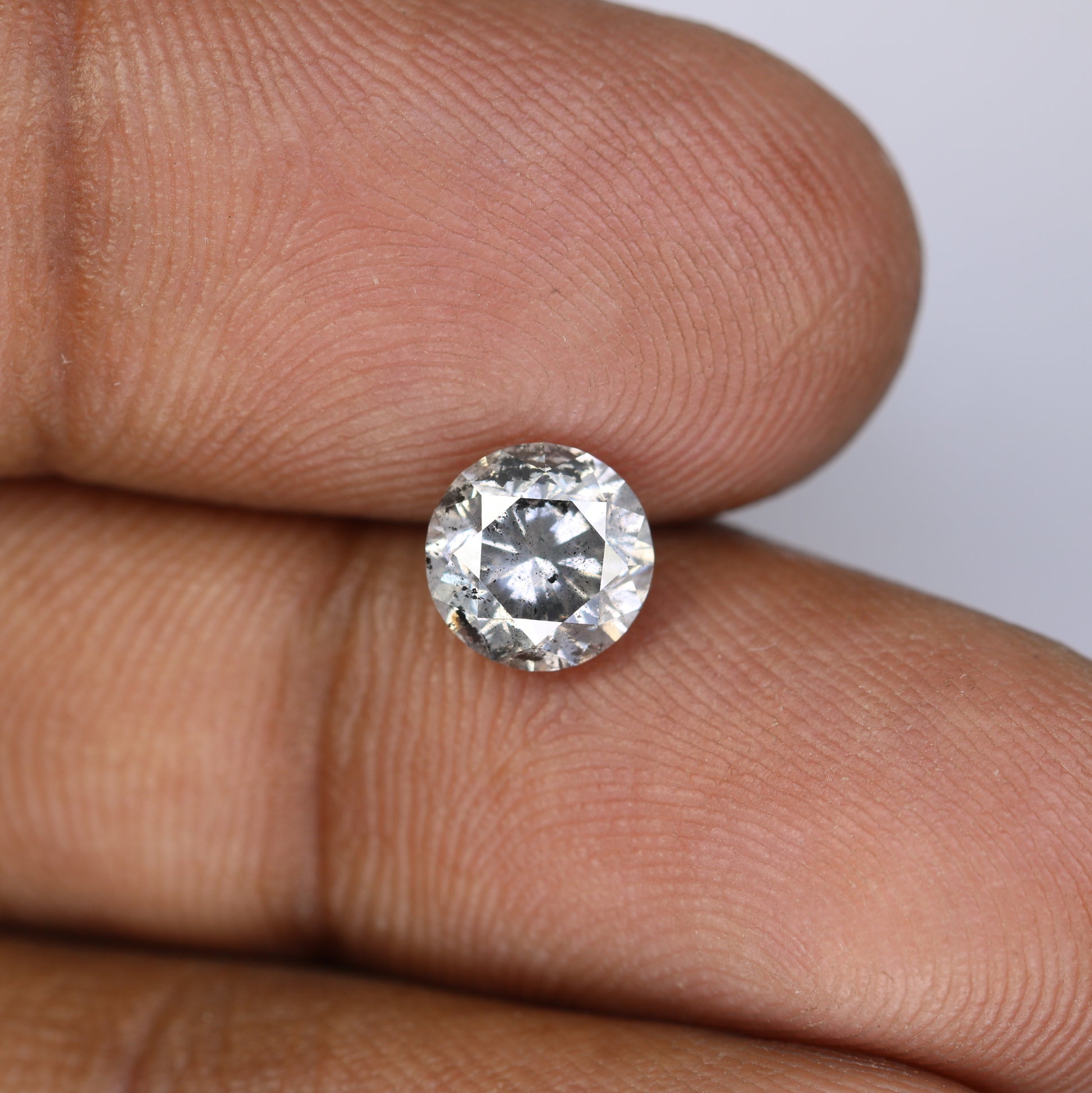 Loose Salt And Pepper Diamond 1.47 Carat Round Brilliant Cut Diamond - JayKrishna Diamond